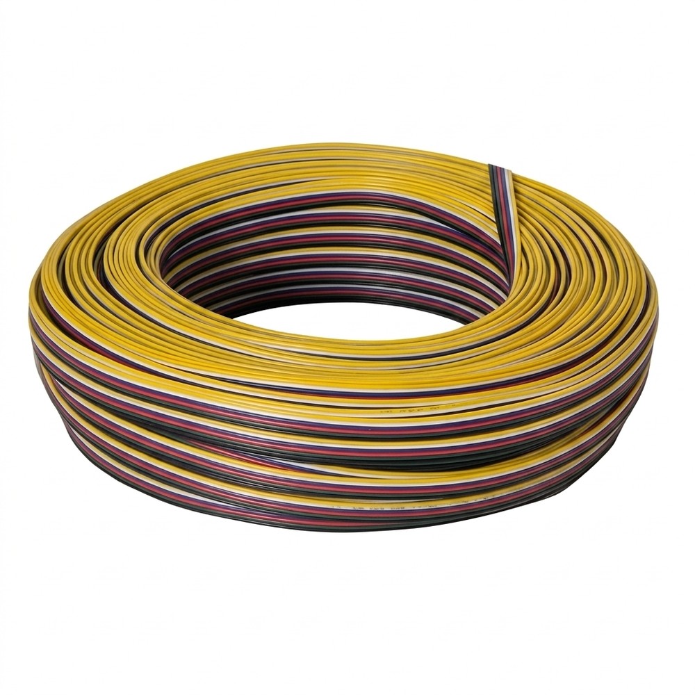 100m 1,2mm ² RGBCCT kabel - 6-ledet (16AWG), 12V-24V til LED strip billede