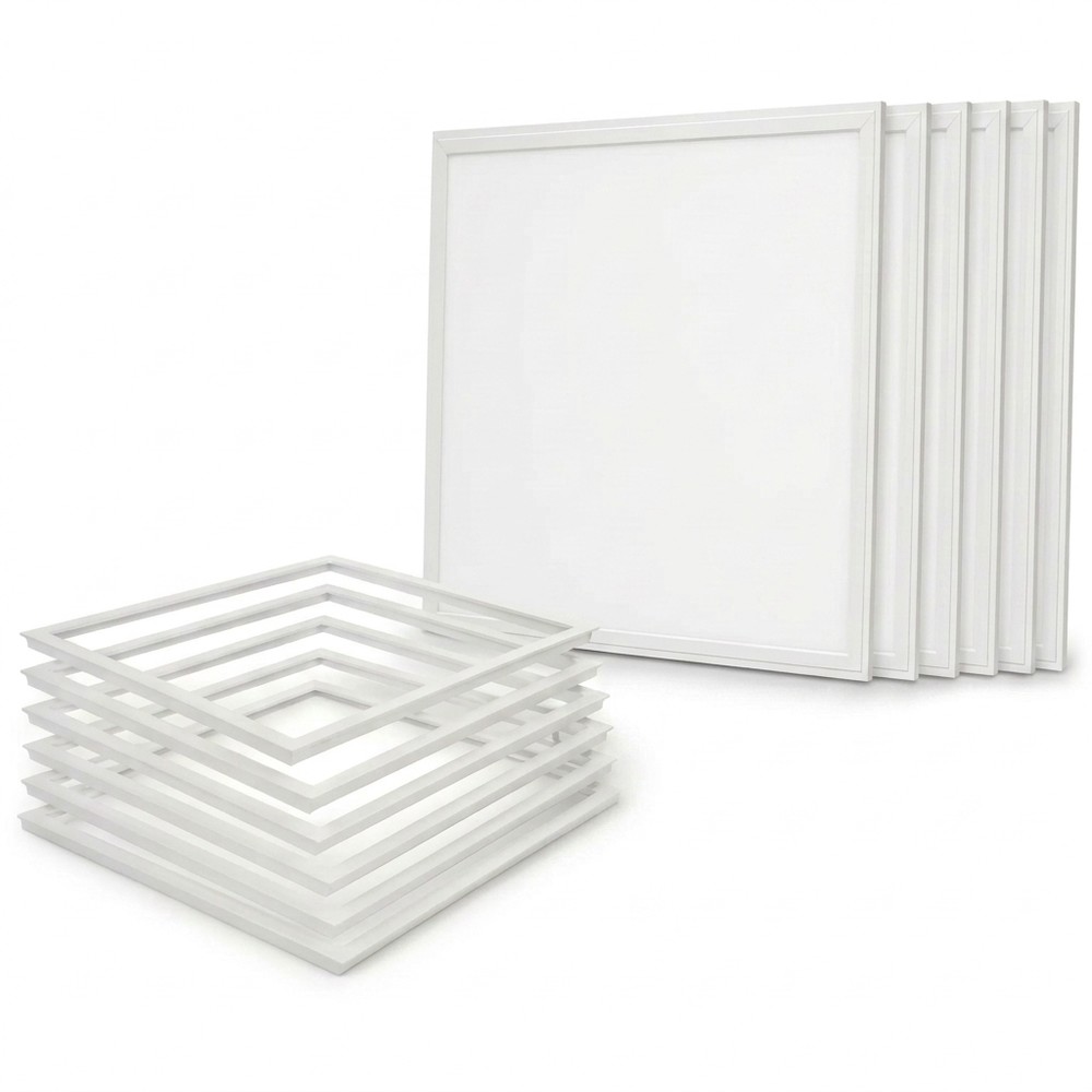 6x 60x60 Troldtekt panel + ramme med fjedre - Komplet sæt, 36W - Dæmpbar : Ikke dæmpbar, Kulør : Kold