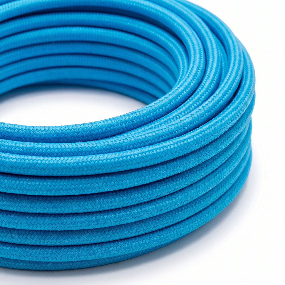 5m Stofledning 2x0.75 mmÂ², tekstil - 230V, Lyseblå
