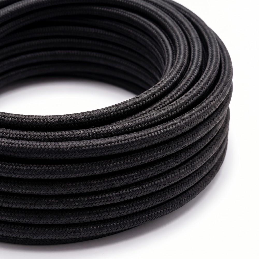 5m Stofledning 2x0.75 mmÂ², tekstil - 230V, Sort