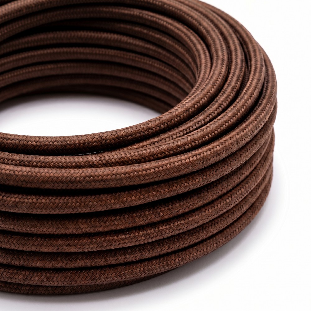 5m Stofledning 2x0.75 mmÂ², tekstil - 230V, Kaffefarvet