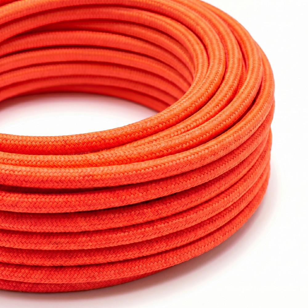 5m Stofledning 2x0.75 mm², tekstil - 230V, Neon Orange 5m Stofledning 2x0.75 mm², tekstil - 230V, Neon Orange