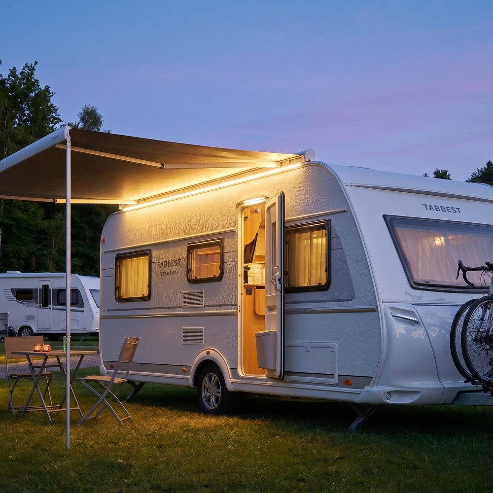 6m lysbånd Til campingvogn, autocamper, markise, fortelt - 12V strip, IP68 vandtæt, 7,5W/m - Kulør : Varm billede