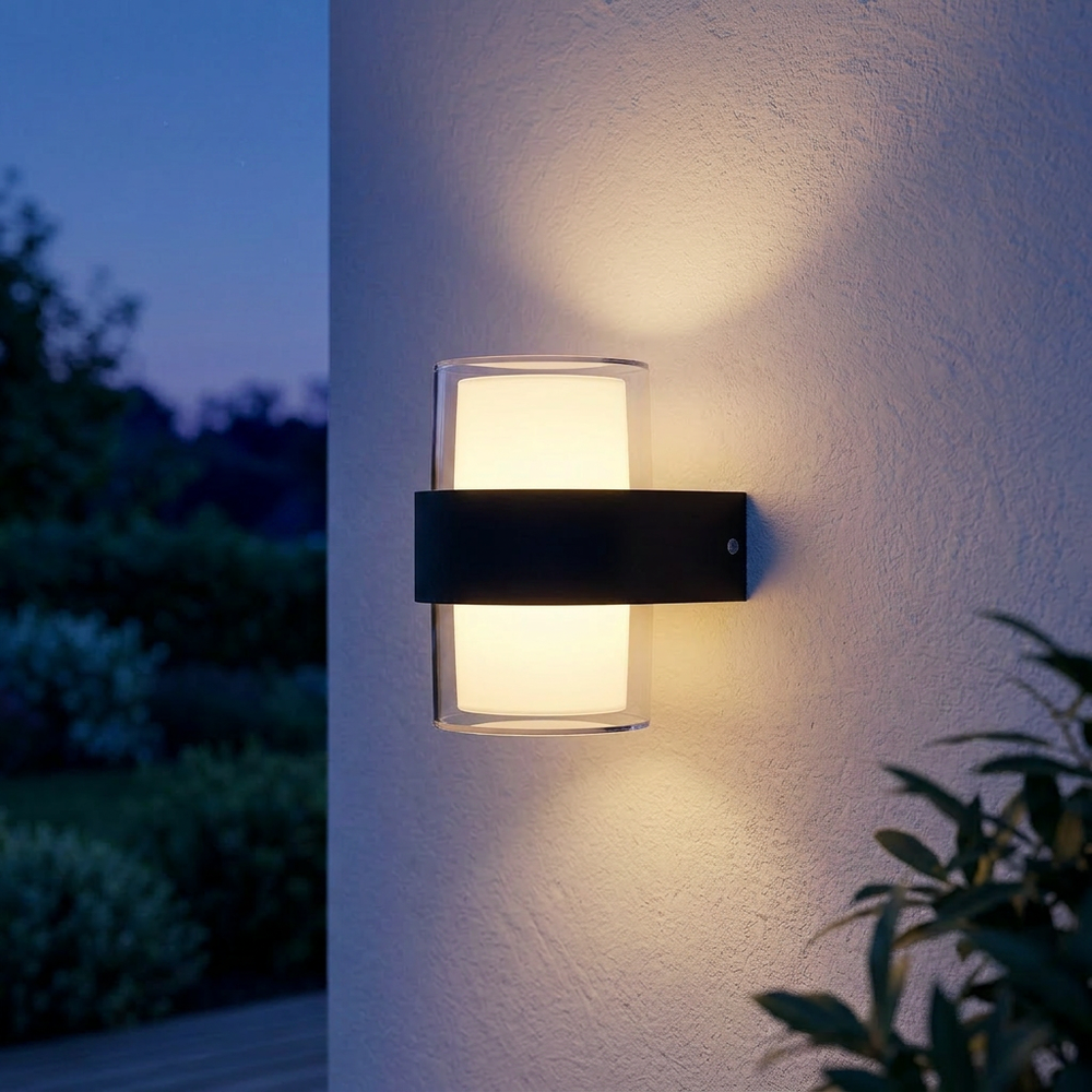 LED væglampe med op/ned lys - 9W, IP65, udendørs - Dæmpbar : Ikke dæmpbar, Kulør : Varm billede
