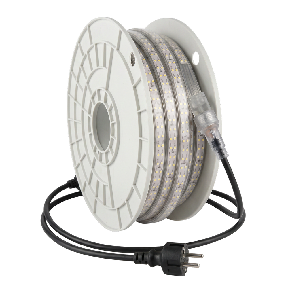 50m LEDlife arbejdslys LED strip på tromle - 230V, IP68, 168 LED/m, 9W/m, 1200 lm/m - Kulør : Neutral 50m LEDlife arbejdslys LED strip på tromle - 230V, IP68, 168 LED/m, 9W/m, 1200 lm/m - Kulør : Neutral