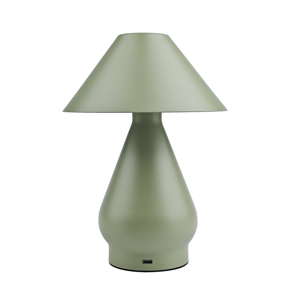 Opladelig LED bordlampe - Grøn, Ø16cm, 21,5cm høj, touch dæmpbar, 3i1, IP20 indendørs - Dæmpbar : Dæmper indbygget, Kulør : 3-i-1