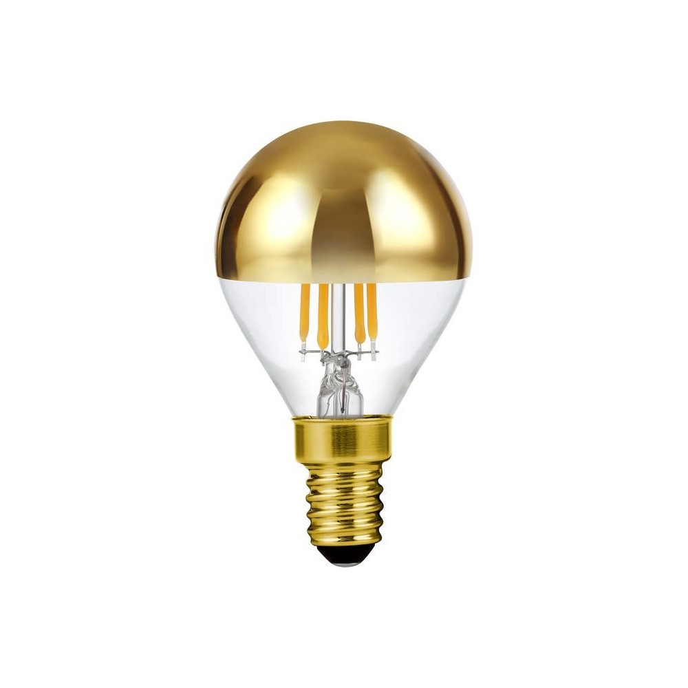 E14 4W dæmpbar LED kronepære med topforspejling - G45, filament, guld, 2500K - Dæmpbar : Dæmpbar, Kulør : Ekstra varm E14 4W dæmpbar LED kronepære med topforspejling - G45, filament, guld, 2500K - Dæmpbar : Dæmpbar, Kulør : Ekstra varm
