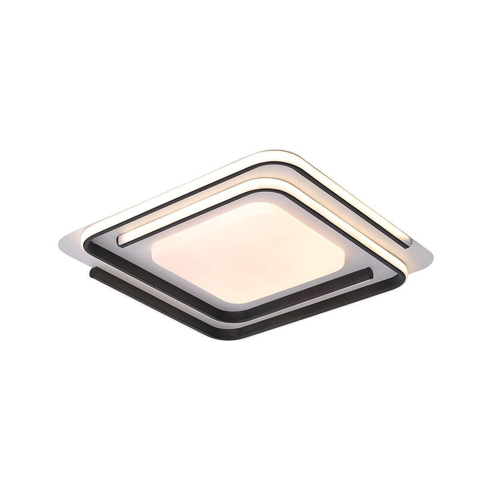 60W LED design loftslampe - CCT 3-i-1, dæmpbar med fjernbetjening, hvid/sort kant - Kulør : 3-i-1