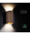 10W LED væglampe 3-i-1 - Cortenfarvet hus, IP65, op/ned lys, inkl. lyskilde