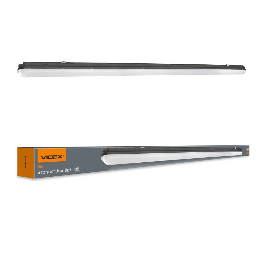 150cm 50W sort LED armatur - IP65, 5000K, gennemfortrådet - Kulør : Neutral
