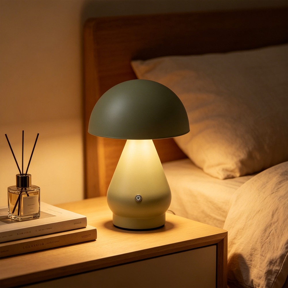 Opladelig LED bordlampe - Grøn, Ø15cm, 22cm høj, touch dæmpbar, 3i1, IP20 indendørs - Dæmpbar : Dæmper indbygget, Kulør : CCT (Varm til Kold Hvid)