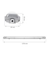 120cm Limea T8 LED armatur, gennemfortrådet - Til 2x 120cm LED rør, IP65 vandtæt