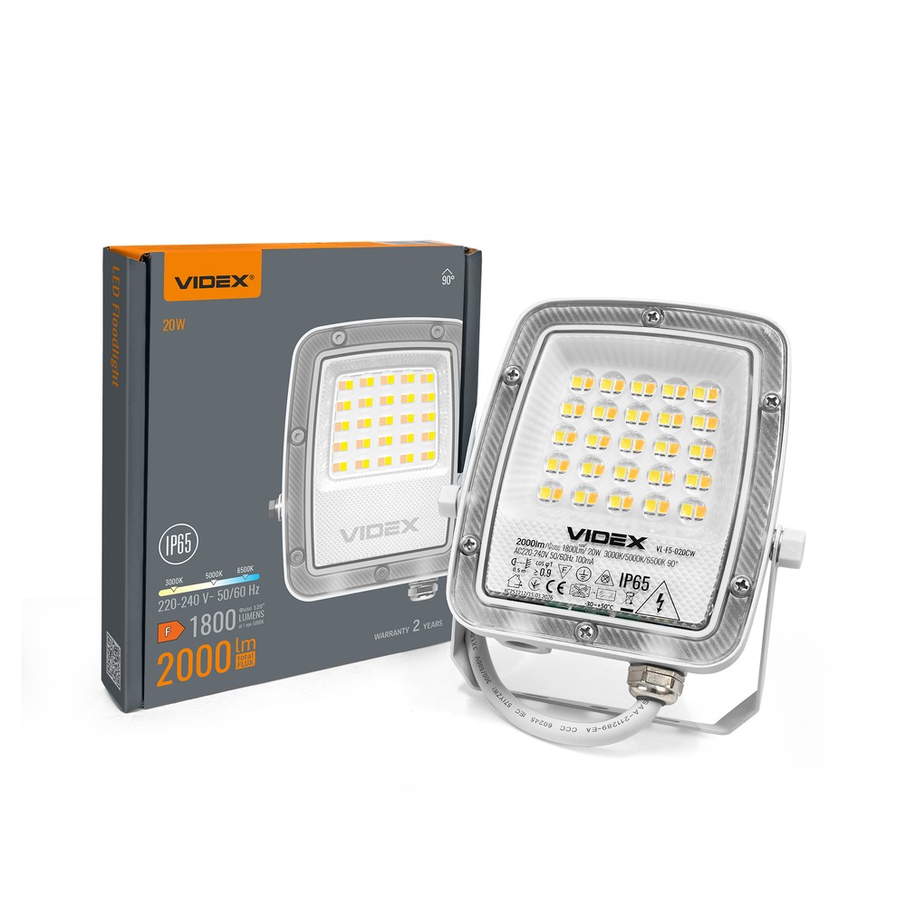 20W CCT LED projektør - IP65, arbejdslampe, udendørs - Kulør : Varm