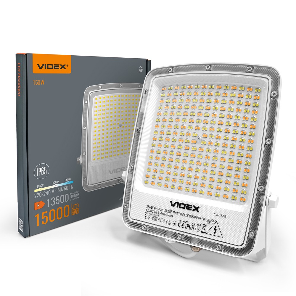 150W LED projektør CCT - IP65, 3 lyskulører, udendørs - Kulør : Varm
