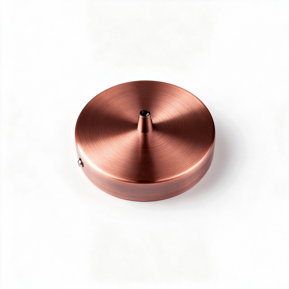 Baldakin i rødkobber farvet - Ø12cm, højde 2,5cm, 1 hul, loftroset Baldakin i rødkobber farvet - Ø12cm, højde 2,5cm, 1 hul, loftroset