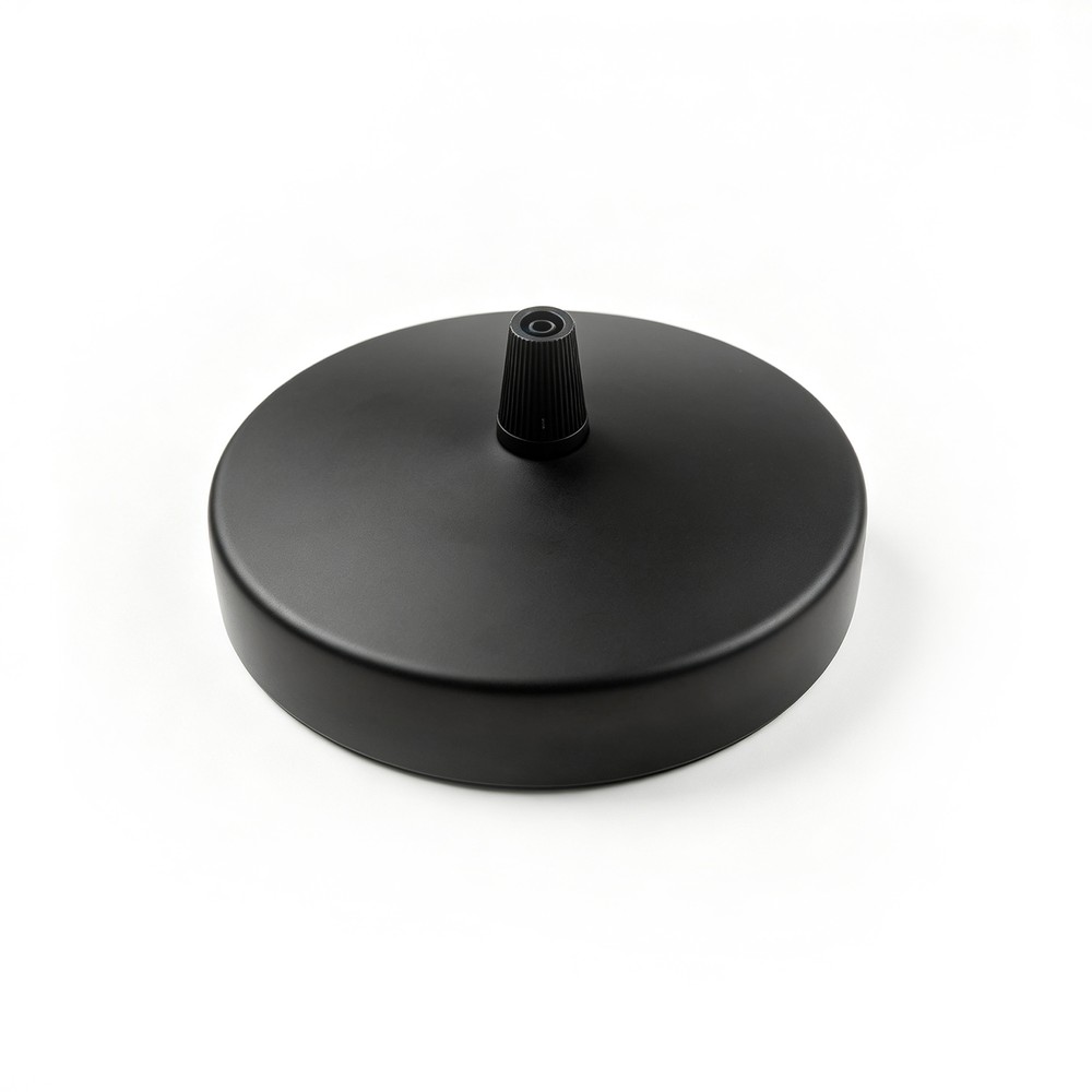 Baldakin i sort - Ø12cm, højde 2,5cm, 1 hul, loftroset Baldakin i sort - Ø12cm, højde 2,5cm, 1 hul, loftroset
