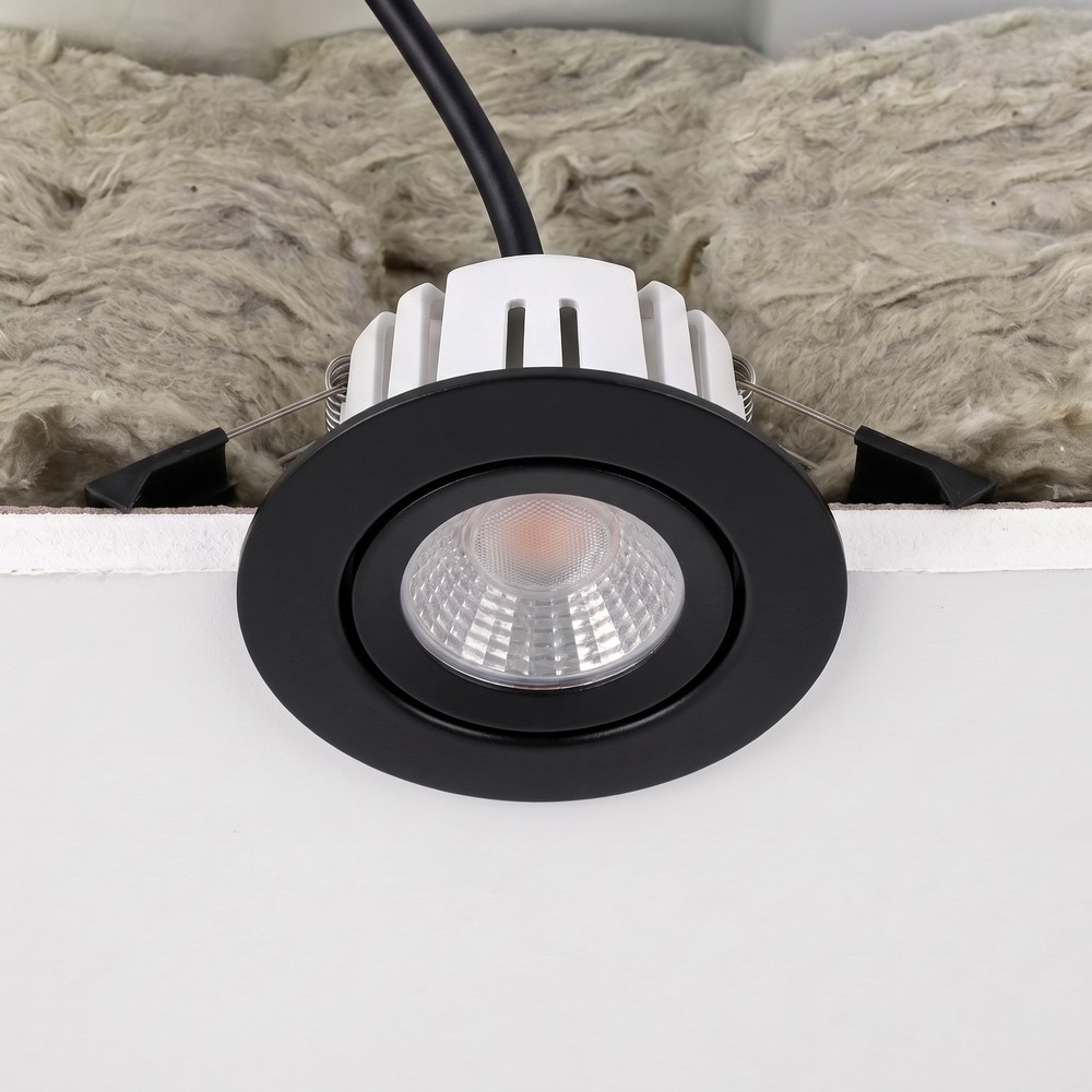 7W RA96 CCT + DimToWarm indbygningsspot til isolering - Dæmpbar, Hul: Ø6,8 cm, Mål: Ø,3 cm, sort - Dæmpbar : Dæmpbar