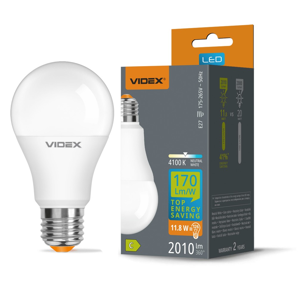 E27 11,8W LED pære - A60, neutral hvid - Kulør : Neutral