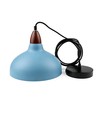 BIRK Petrolumsblå Ø24cm pendel - E27 fatning, 2m ledning, Metal / Træ