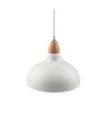 BIRK Hvid Ø19cm pendel - E27 fatning, 2m ledning, Metal / Træ