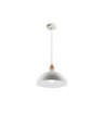 BIRK Hvid Ø24cm pendel - E27 fatning, 2m ledning, Metal / Træ