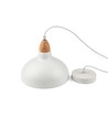 BIRK Hvid Ø24cm pendel - E27 fatning, 2m ledning, Metal / Træ