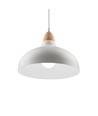 BIRK Hvid Ø24cm pendel - E27 fatning, 2m ledning, Metal / Træ