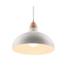 BIRK Hvid Ø24cm pendel - E27 fatning, 2m ledning, Metal / Træ