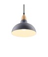 BIRK Blå Ø19cm pendel - E27 fatning, 2m ledning, Metal / Træ