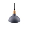 BIRK Blå Ø24cm pendel - E27 fatning, 2m ledning, Metal / Træ