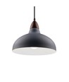 BIRK Grå Ø24cm pendel - E27 fatning, 2m ledning, Metal / Træ