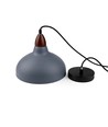 BIRK Grå Ø19cm pendel - E27 fatning, 2m ledning, Metal / Træ