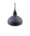 BIRK Grå Ø19cm pendel - E27 fatning, 2m ledning, Metal / Træ
