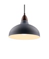 BIRK Grå Ø19cm pendel - E27 fatning, 2m ledning, Metal / Træ