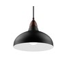 BIRK Sort Ø24cm pendel - E27 fatning, 2m ledning, Metal / Træ