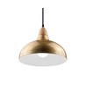 BIRK Børstet messing Ø24cm pendel - E27 fatning, 2m ledning, Metal / Træ