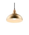 BIRK Børstet messing Ø24cm pendel - E27 fatning, 2m ledning, Metal / Træ