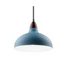 BIRK Petrolumsblå Ø19cm pendel - E27 fatning, 2m ledning, Metal / Træ