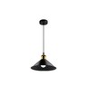 Sort Ø22cm pendel - E27 fatning, 2m ledning, Sort/messing