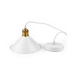 Hvid Ø22cm pendel - E27 fatning, 2m ledning, Hvid/messing