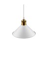 Hvid Ø22cm pendel - E27 fatning, 2m ledning, Hvid/messing