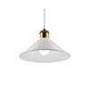 Hvid Ø22cm pendel - E27 fatning, 2m ledning, Hvid/messing