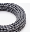 5m Stofledning 2x0.75 mm², tekstil - 230V, Sort/hvid stribet