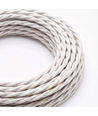5m Stofledning 2x0.75 mm², tekstil - 230V, Hvid creme twistet