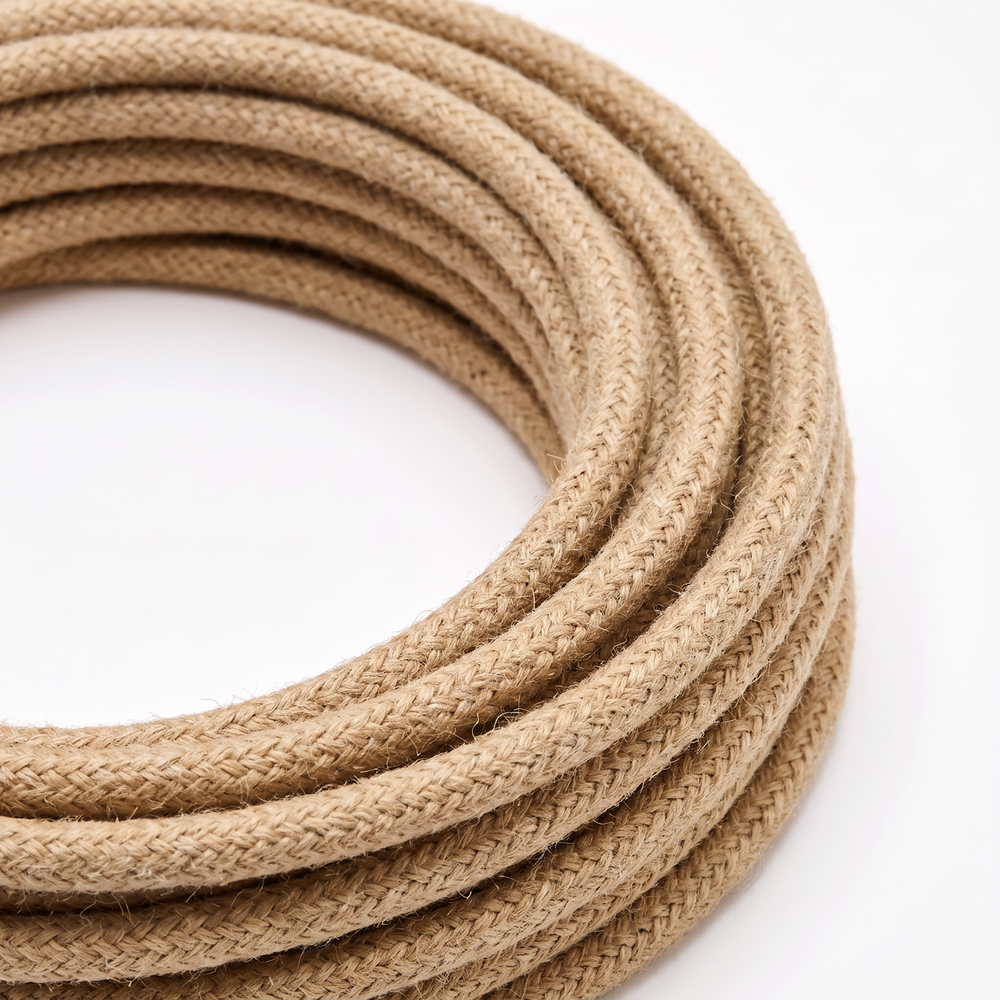 5m Stofledning 2x0.75 mmÂ², tekstil - 230V, Jute/Beige