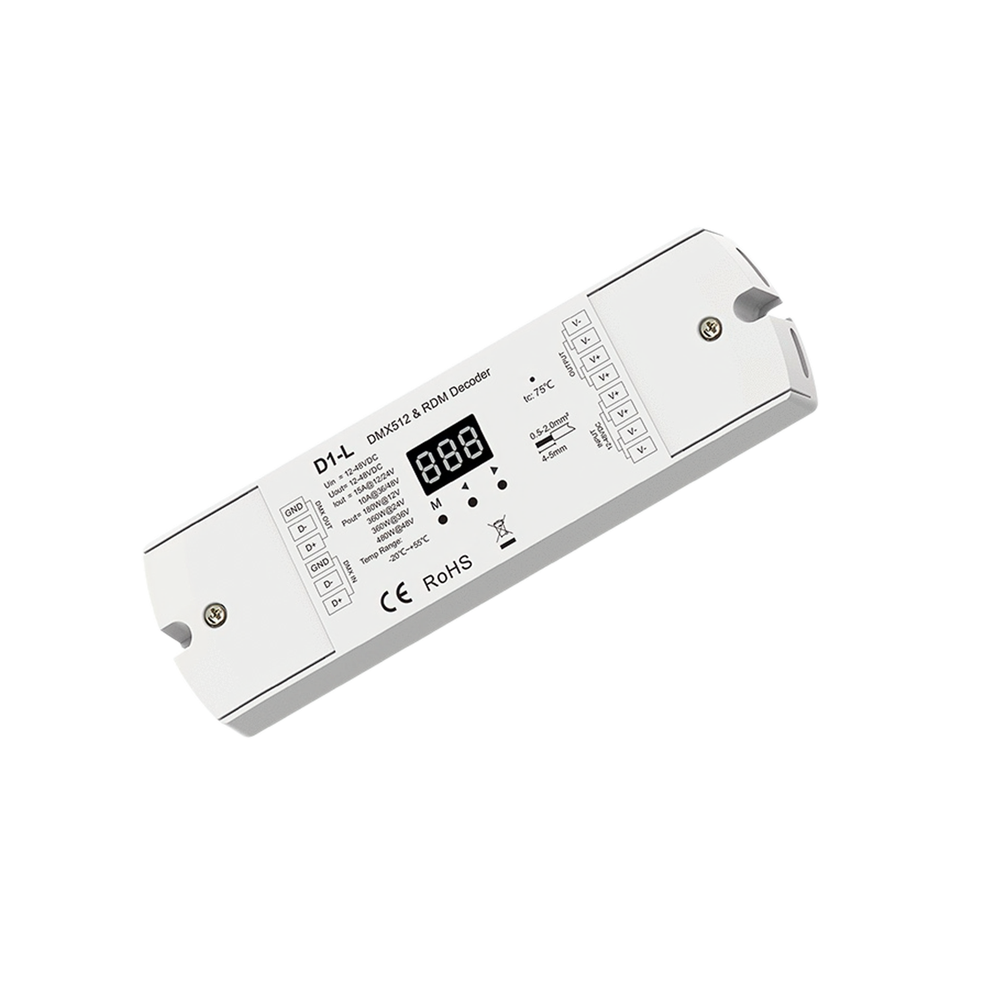 1 Kanal DMX512 & RDM Decoder - 12-48VDC, 15A/10A