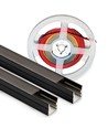 240cm LED Akustikpanel-sæt, sort - 2 stk. Enkeltfarvet LED strips (240cm) m. 78W strømforsyning - WiFi eller RF