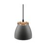 Grå Ø16cm pendel - E27 fatning, 2m ledning, Metal / Træ