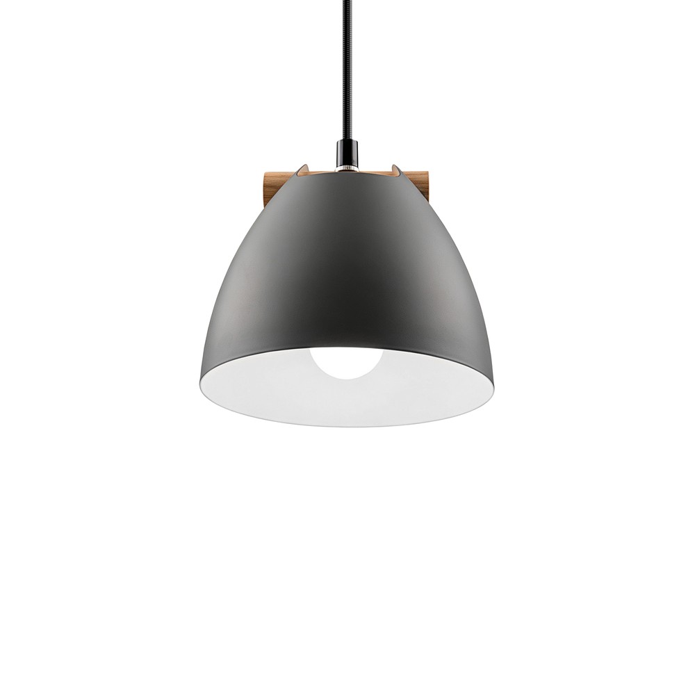HOLM Grå Ø16cm pendel - E27 fatning, 2m ledning, Metal / Træ