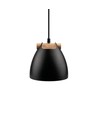 HOLM Sort Ø16cm pendel - E27 fatning, 2m ledning, Metal / Træ